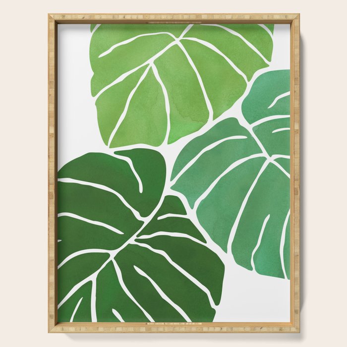 Monstera Tropical Plant Painting Serving Tray Gallery Image 1