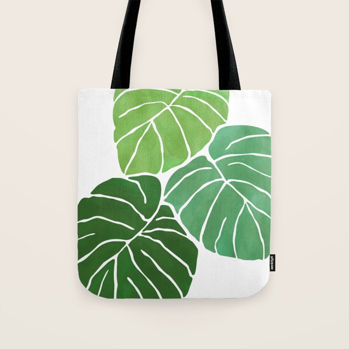 Monstera Tropical Plant Painting Tote Bag Gallery Image 1