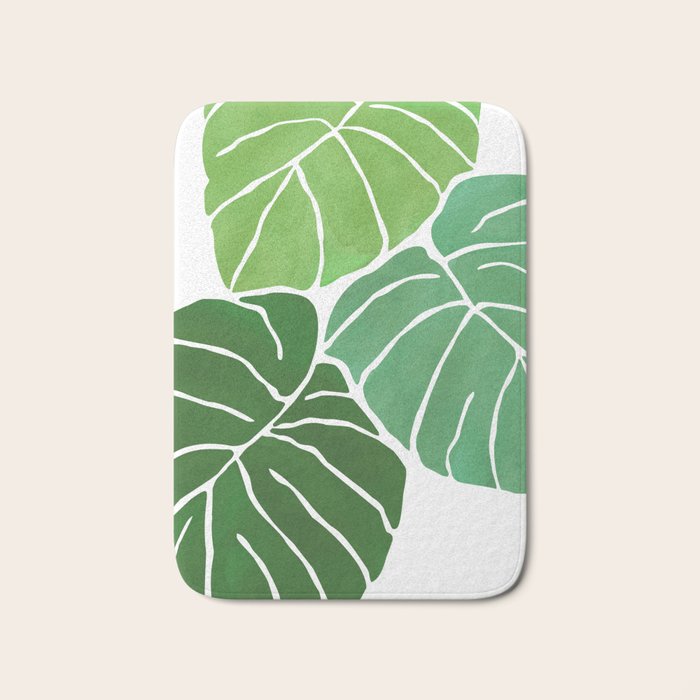 Monstera Tropical Plant Painting Bath Mat Gallery Image 1