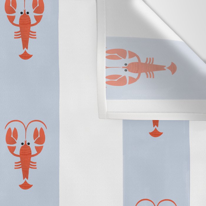 Red Lobsters On Hand-Painted Blue Stripes Wall Tapestry Gallery Image 3
