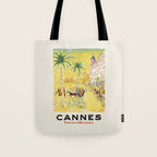Cannes Vintage Travel Poster, 1950s Tote Bag Gallery Image 1