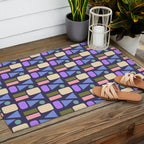 Mid-century Geometric Color Fun - Dark Blue Outdoor Rug Gallery Image 2