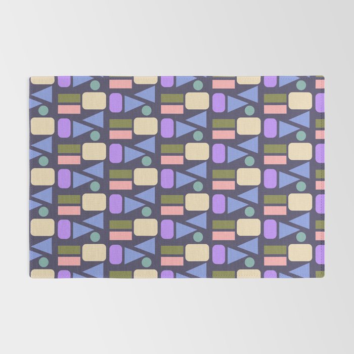 Mid-century Geometric Color Fun - Dark Blue Rug Gallery Image 2