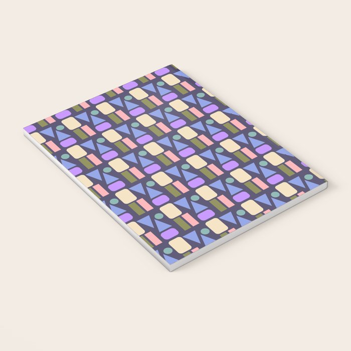 Mid-century Geometric Color Fun - Dark Blue Notebook Gallery Image 3