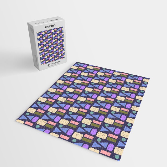 Mid-century Geometric Color Fun - Dark Blue Jigsaw Puzzle Gallery Image 2