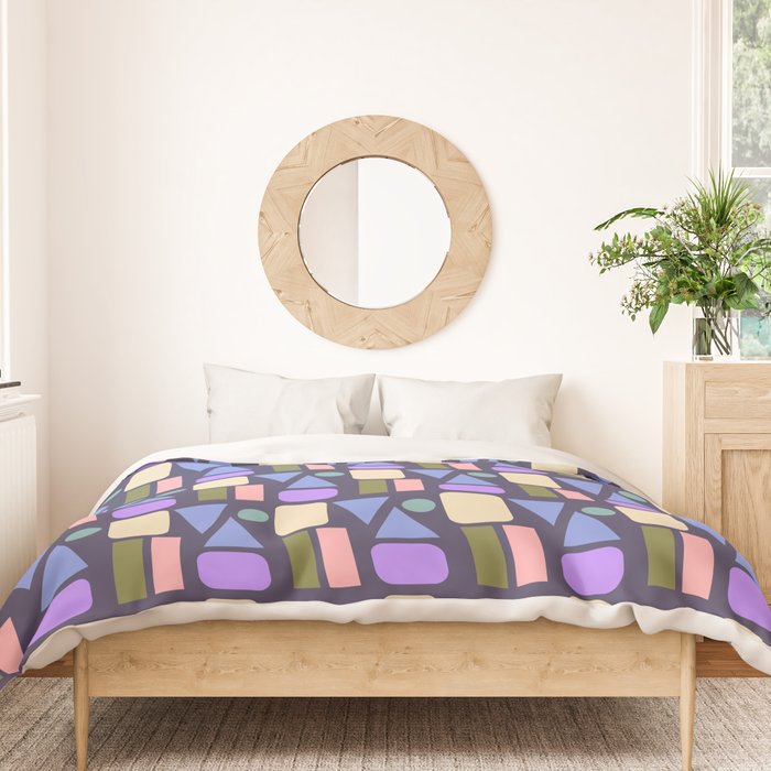 Mid-century Geometric Color Fun - Dark Blue Duvet Cover Gallery Image 3