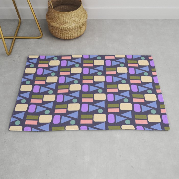Mid-century Geometric Color Fun - Dark Blue Rug Gallery Image 1