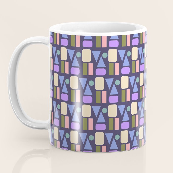 Mid-century Geometric Color Fun - Dark Blue Coffee Mug Gallery Image 3