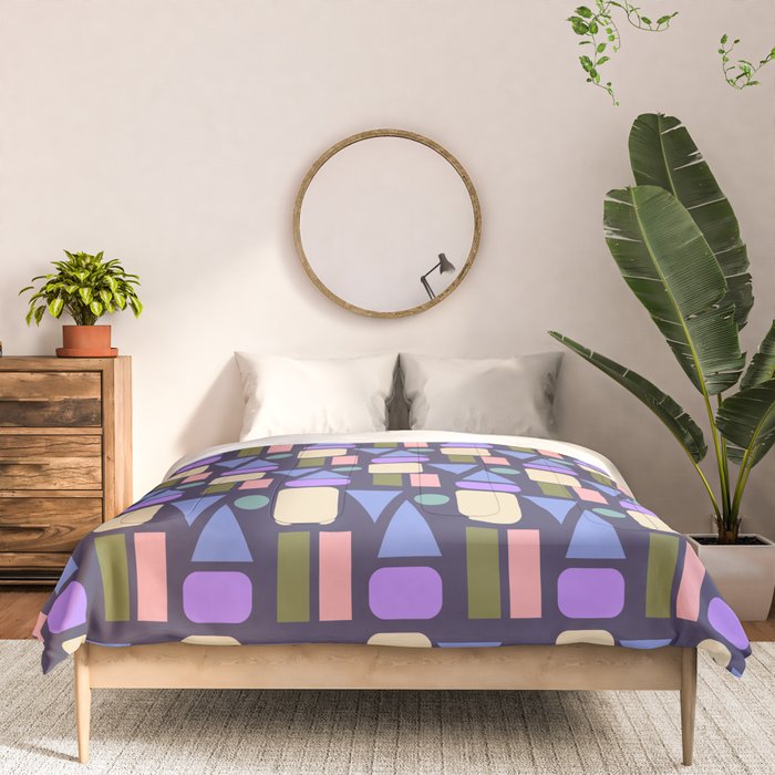 Mid-century Geometric Color Fun - Dark Blue Comforter Gallery Image 3