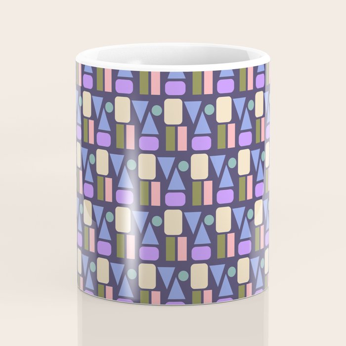 Mid-century Geometric Color Fun - Dark Blue Coffee Mug Gallery Image 4