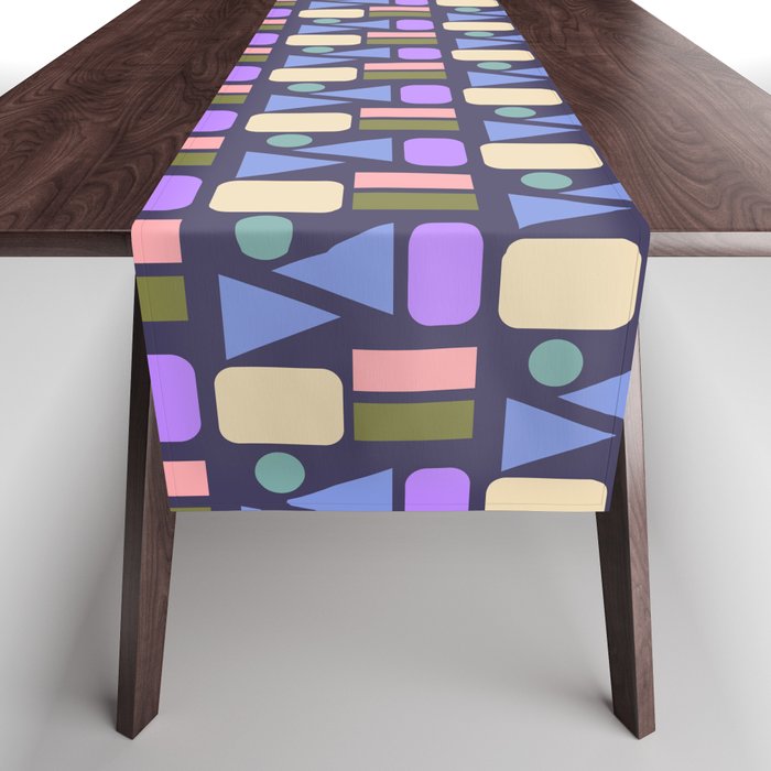 Mid-century Geometric Color Fun - Dark Blue Table Runner Gallery Image 1