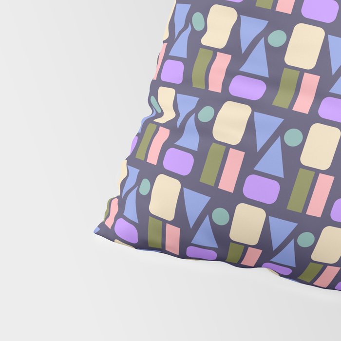 Mid-century Geometric Color Fun - Dark Blue Pillow Sham Gallery Image 4