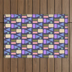 Mid-century Geometric Color Fun - Dark Blue Outdoor Rug Gallery Image 1