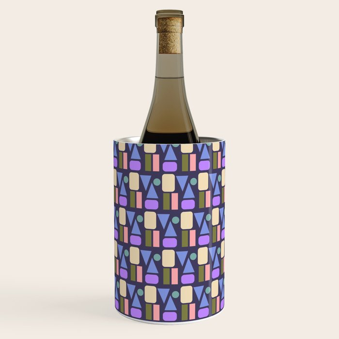 Mid-century Geometric Color Fun - Dark Blue Wine Chiller Gallery Image 1