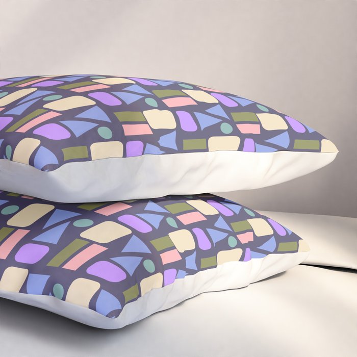 Mid-century Geometric Color Fun - Dark Blue Pillow Sham Gallery Image 3