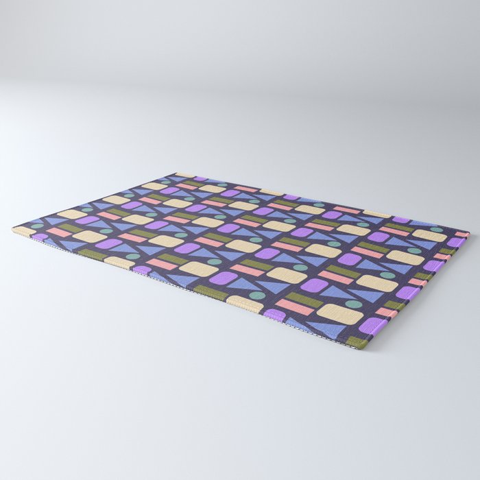 Mid-century Geometric Color Fun - Dark Blue Rug Gallery Image 3
