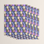 Mid-century Geometric Color Fun - Dark Blue Wrapping Paper Gallery Image 3