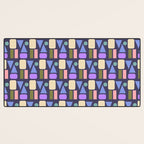 Mid-century Geometric Color Fun - Dark Blue Desk Mat Gallery Image 3