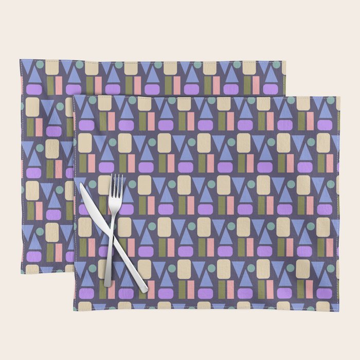 Mid-century Geometric Color Fun - Dark Blue Placemat Gallery Image 1