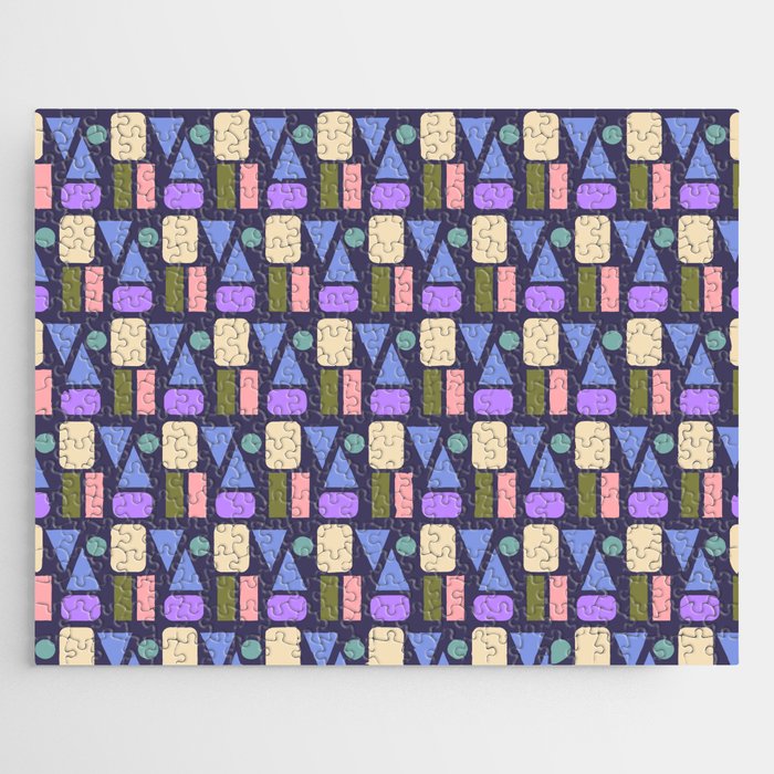 Mid-century Geometric Color Fun - Dark Blue Jigsaw Puzzle Gallery Image 1