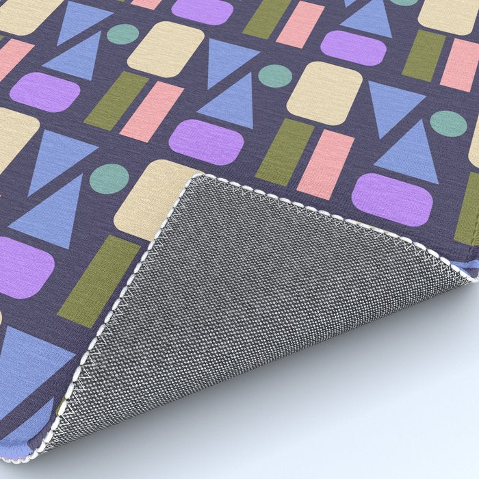Mid-century Geometric Color Fun - Dark Blue Rug Gallery Image 4