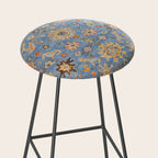 Cornflower Blue Saffron Antique Indian Agra Stool Gallery Image 2