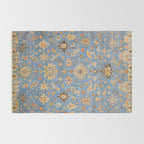 Cornflower Blue Saffron Antique Indian Agra Rug Gallery Image 2