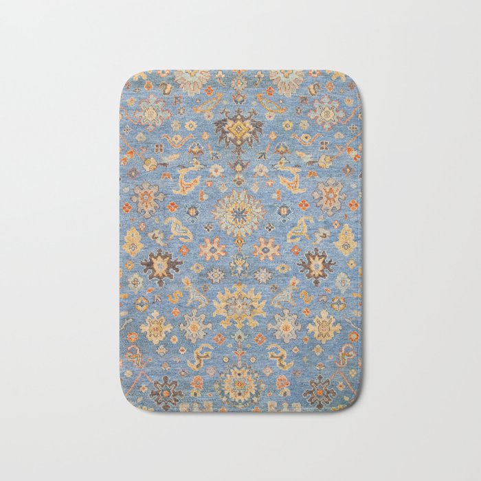 Cornflower Blue Saffron Antique Indian Agra Bath Mat Gallery Image 1