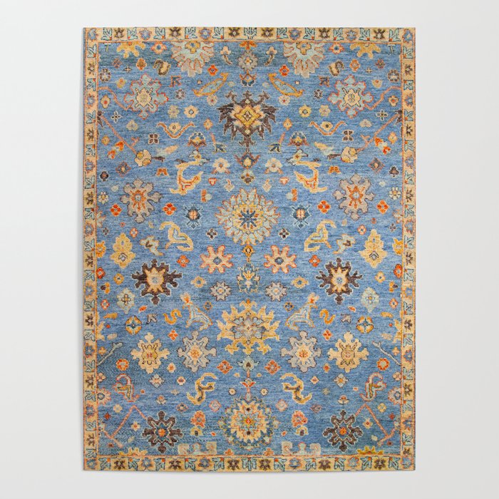 Cornflower Blue Saffron Antique Indian Agra Poster Gallery Image 4