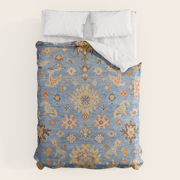 Cornflower Blue Saffron Antique Indian Agra Duvet Cover Gallery Image 6
