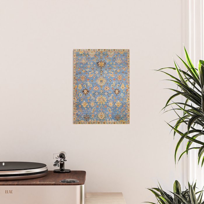 Cornflower Blue Saffron Antique Indian Agra Poster Gallery Image 2