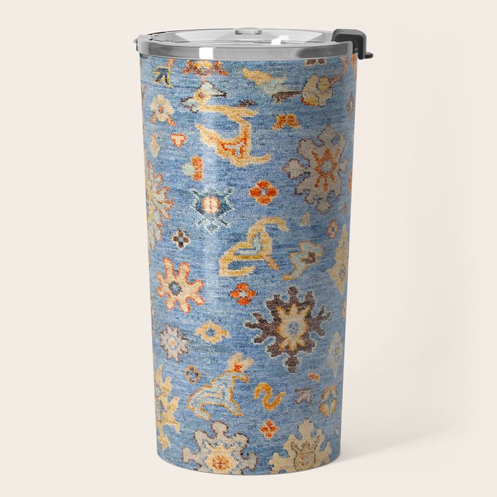 Cornflower Blue Saffron Antique Indian Agra Travel Mug Gallery Image 2