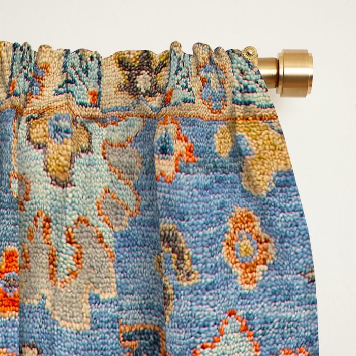 Cornflower Blue Saffron Antique Indian Agra Window Curtain Gallery Image 2
