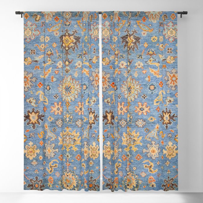 Cornflower Blue Saffron Antique Indian Agra Window Curtain Gallery Image 5