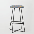 Cornflower Blue Saffron Antique Indian Agra Stool Gallery Image 1