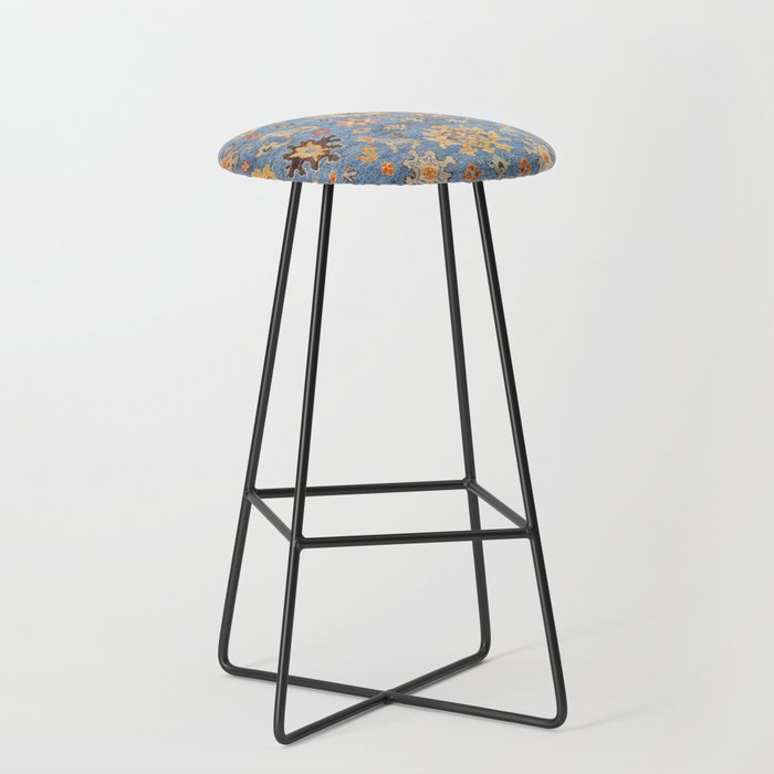 Cornflower Blue Saffron Antique Indian Agra Stool Gallery Image 1