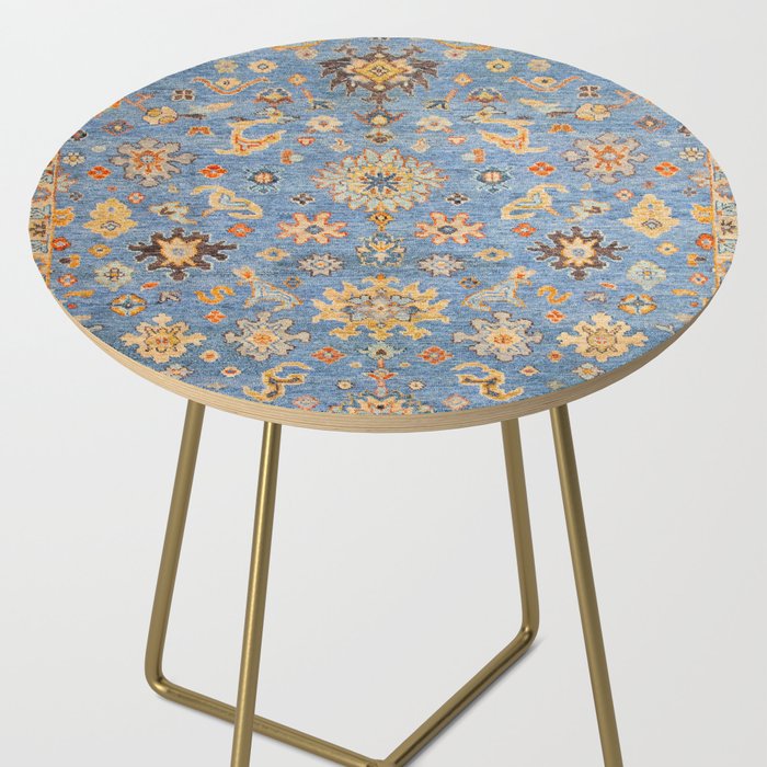 Cornflower Blue Saffron Antique Indian Agra Side Table Gallery Image 2
