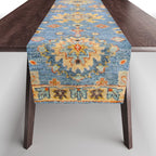 Cornflower Blue Saffron Antique Indian Agra Table Runner Gallery Image 1