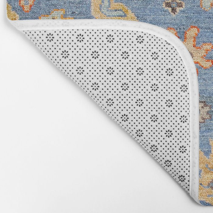 Cornflower Blue Saffron Antique Indian Agra Bath Mat Gallery Image 2