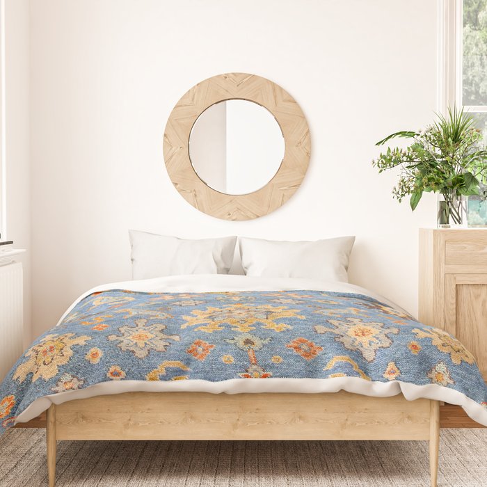 Cornflower Blue Saffron Antique Indian Agra Duvet Cover Gallery Image 3