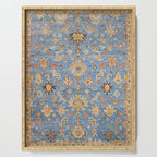 Cornflower Blue Saffron Antique Indian Agra Serving Tray Gallery Image 1