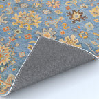 Cornflower Blue Saffron Antique Indian Agra Rug Gallery Image 4