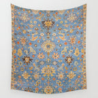 Cornflower Blue Saffron Antique Indian Agra Wall Tapestry Gallery Image 4