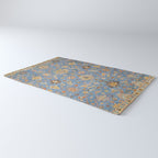 Cornflower Blue Saffron Antique Indian Agra Rug Gallery Image 3