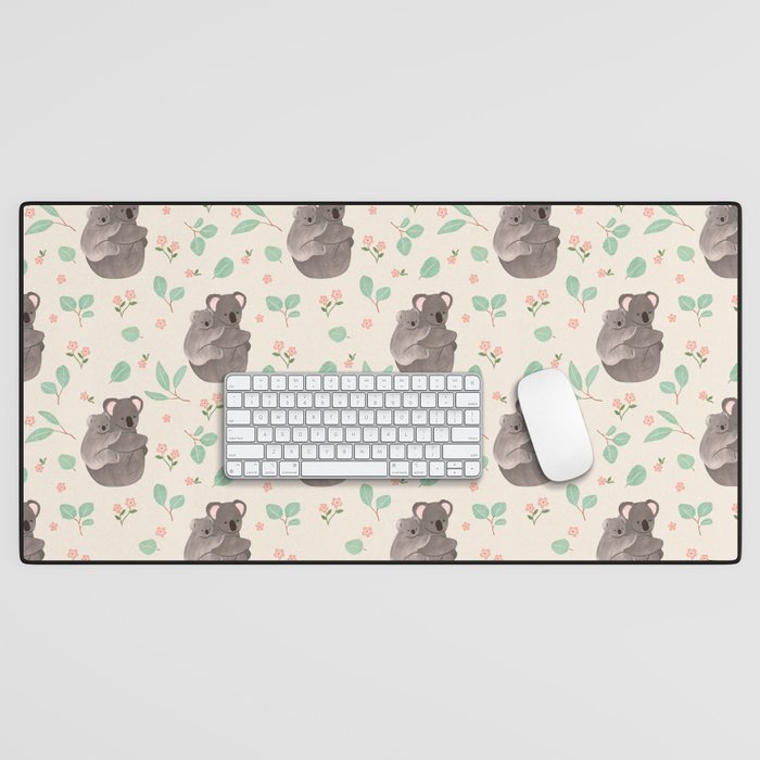 Koala and Eucalyptus Pattern Desk Mat Gallery Image 1