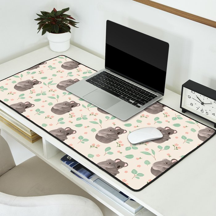 Koala and Eucalyptus Pattern Desk Mat Gallery Image 2