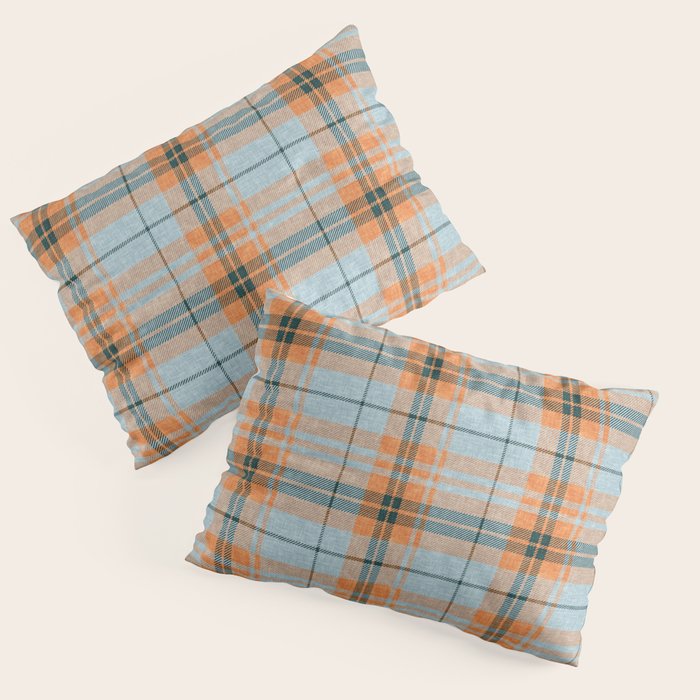 fall plaid - orange and blue Pillow Sham Gallery Image 1