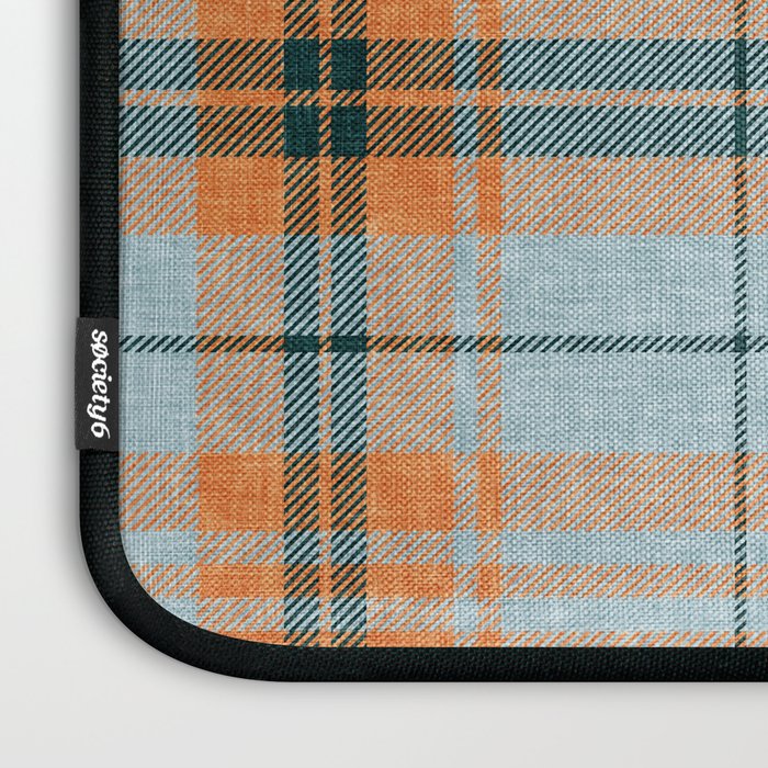 fall plaid - orange and blue Laptop Sleeve Gallery Image 3