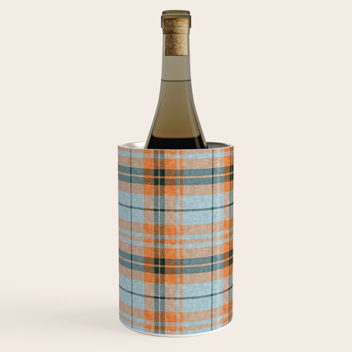 fall plaid - orange and blue Wine Chiller Gallery Image 3