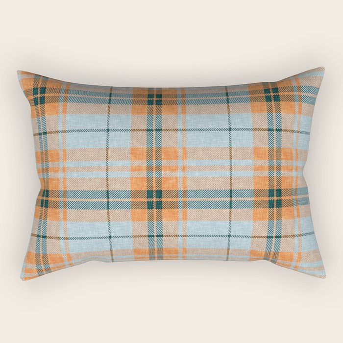 fall plaid - orange and blue Rectangular Pillow Gallery Image 2